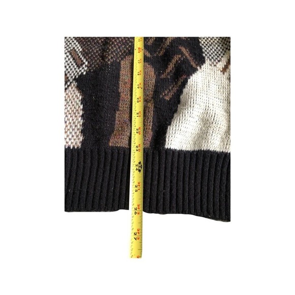 Vintage Uniform Code Geometric Knit Sweater Size S With Leather Patches - Picture 12 of 16
